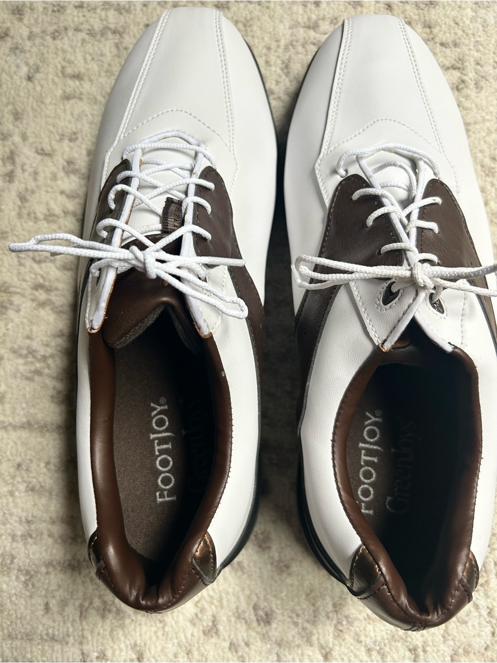 FootJoy White and Brown Lace-Up Golf Oxfords